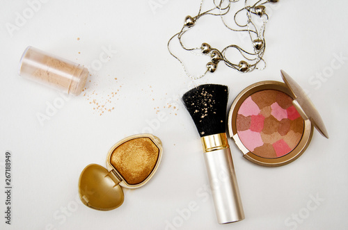 decorative cosmetics for the face on a white background