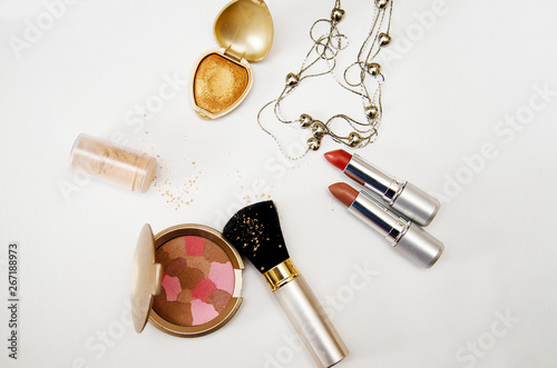 decorative cosmetics for the face on a white background