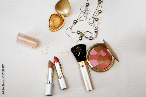 decorative cosmetics for the face on a white background