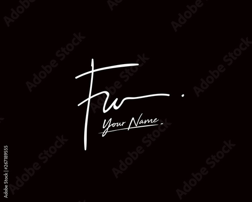 F W FW Signature initial logo template vector