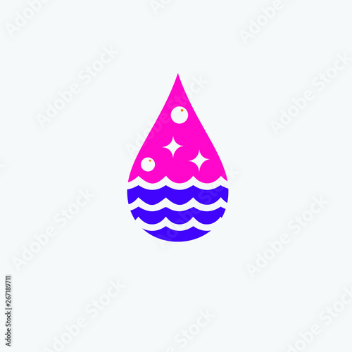Water Wave Cleaning logo vector icon