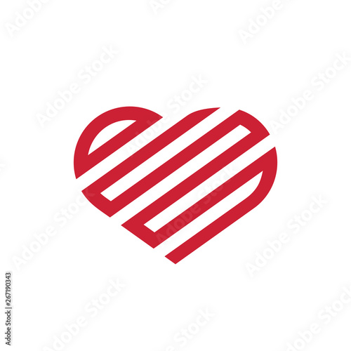 Creative abstract heart, symbol of love, red vector logo template, icon design