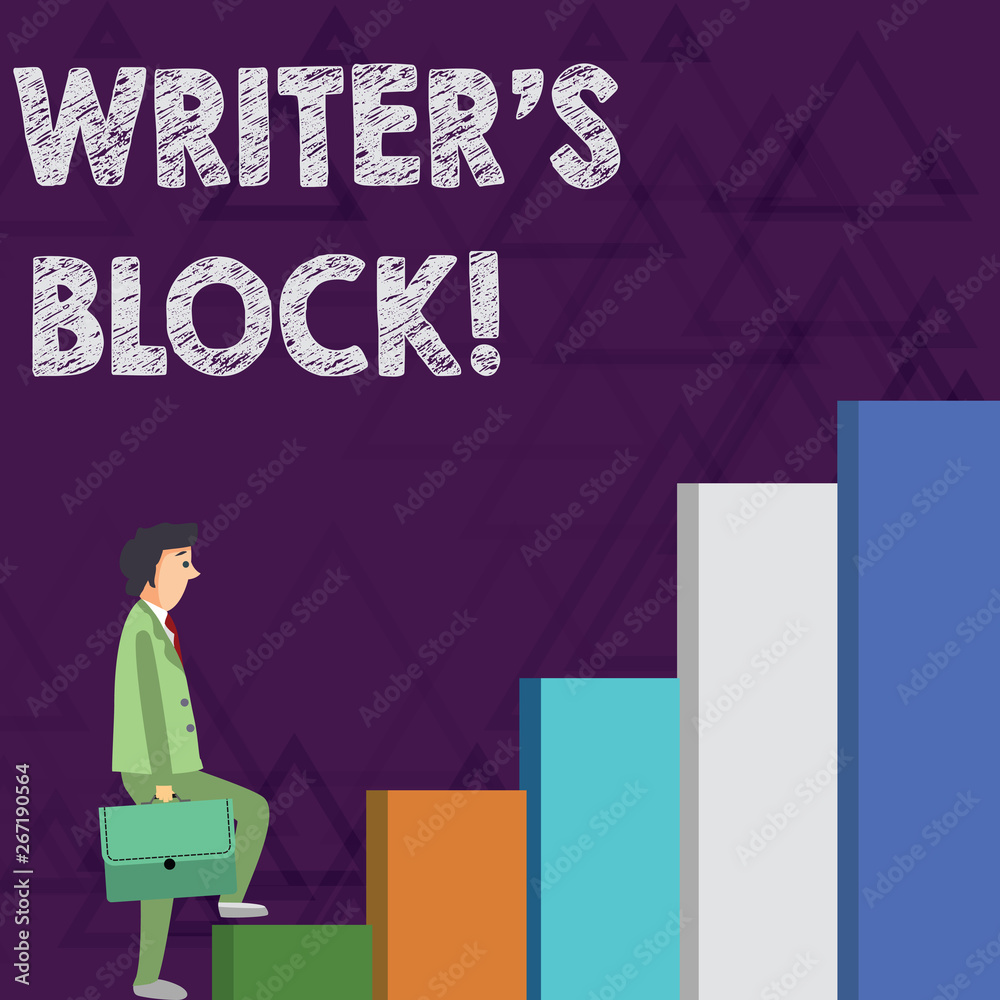 Word writing text Writer S Is Block. Business photo showcasing condition of being unable to make a piece of written work Businessman Carrying a Briefcase is in Pensive Expression while Climbing Up Word writing text Writer S Is Block. Business photo showcasing condition of being unable to make a piece of written work Businessman Carrying a Briefcase is in Pensive Expression while Climbing Up