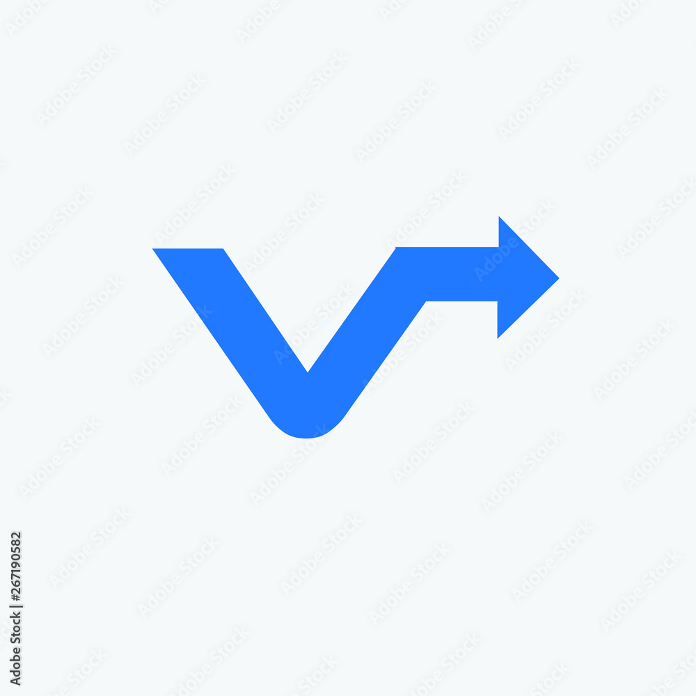 v letter forward next logo icon vector