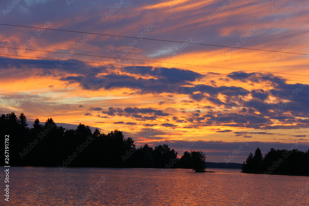 sunset over lake