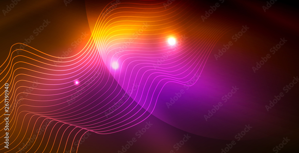 Color neon lights with waves abstract background Color neon lights with waves abstract background