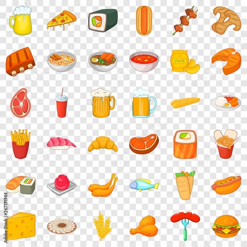 Beer icons set. Cartoon style of 36 beer vector icons for web for any design