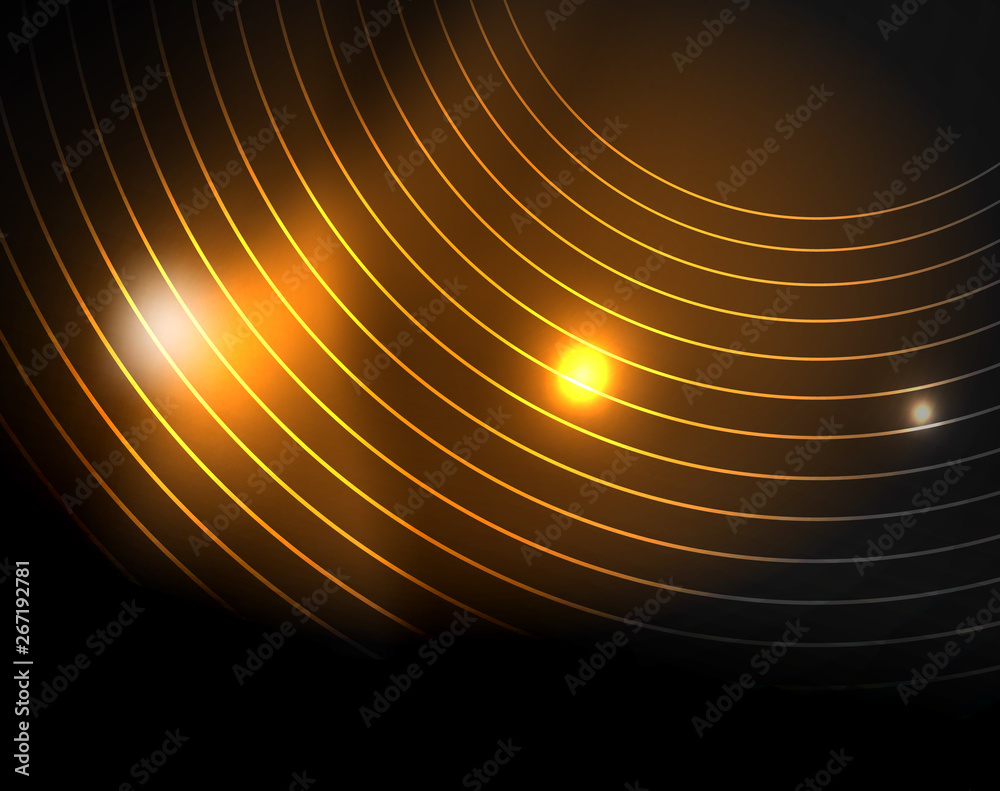 Dark space with neon color glowing lights abstract background