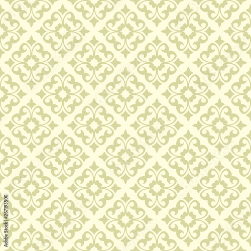 Floral seamless pattern. Olive green background