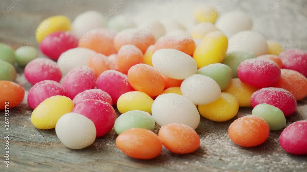 added and falling dripping excess sugar of sweets added and falling dripping excess sugar of sweets