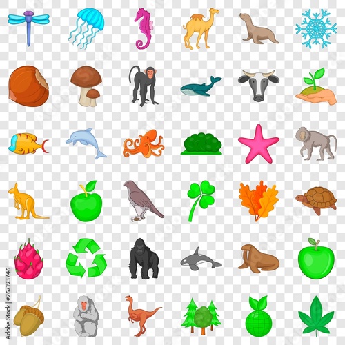 Biosphere icons set. Cartoon style of 36 biosphere vector icons for web for any design