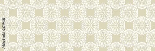 Floral seamless pattern. White design with olive green background