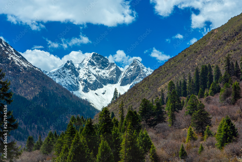 Beautiful landscape snow mountain view of Dagu Glacier National park ,Chengdu, China