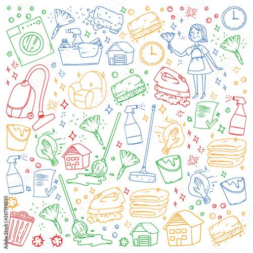 cleaning services company colorful vector pattern