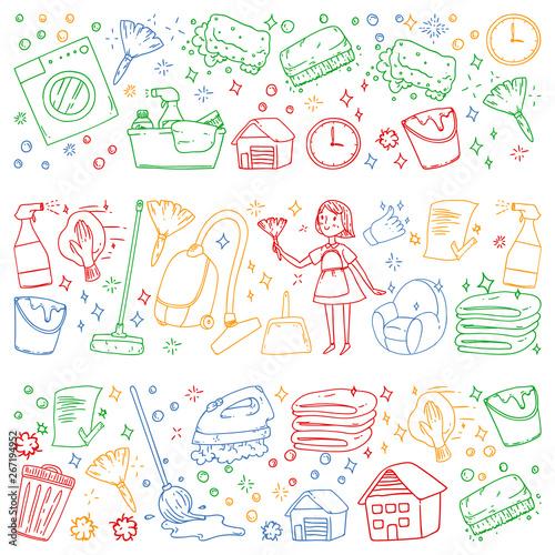 cleaning services company colorful vector pattern
