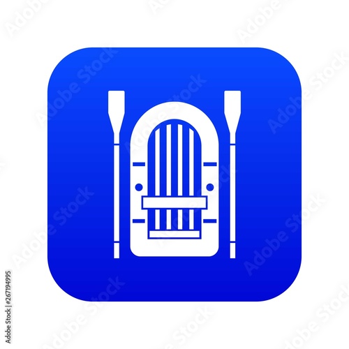 Boat with paddles icon digital blue for any design isolated on white vector illustration