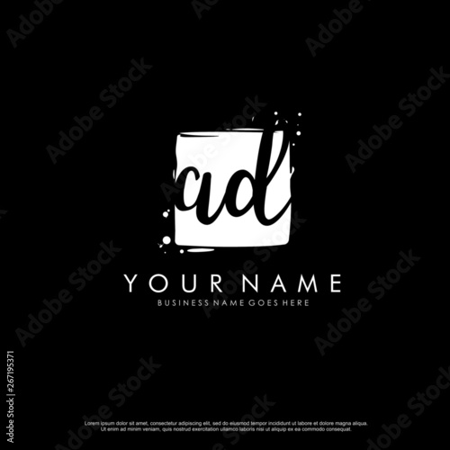 A D AD initial square logo template vector