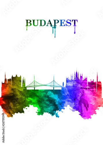 Budapest Hungary skyline Portrait Rainbow