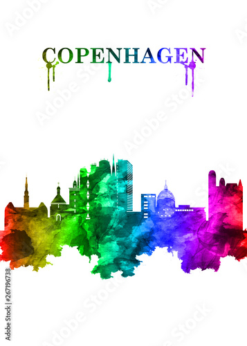 Copenhagen Denmark skyline Portrait Rainbow