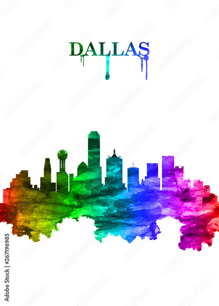 Dallas Texas skyline Portrait Rainbow