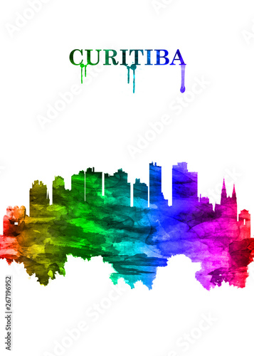 Curitiba Brazil skyline Portrait Rainbow