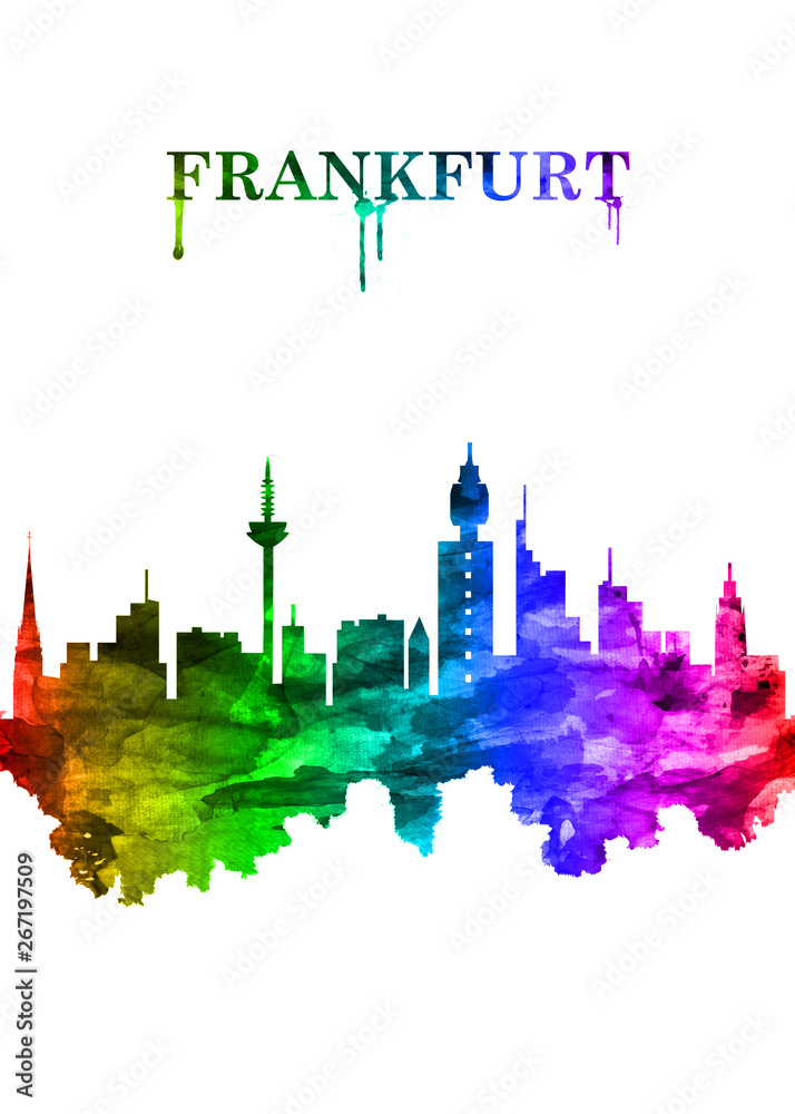 Frankfurt Germany skyline Portrait Rainbow