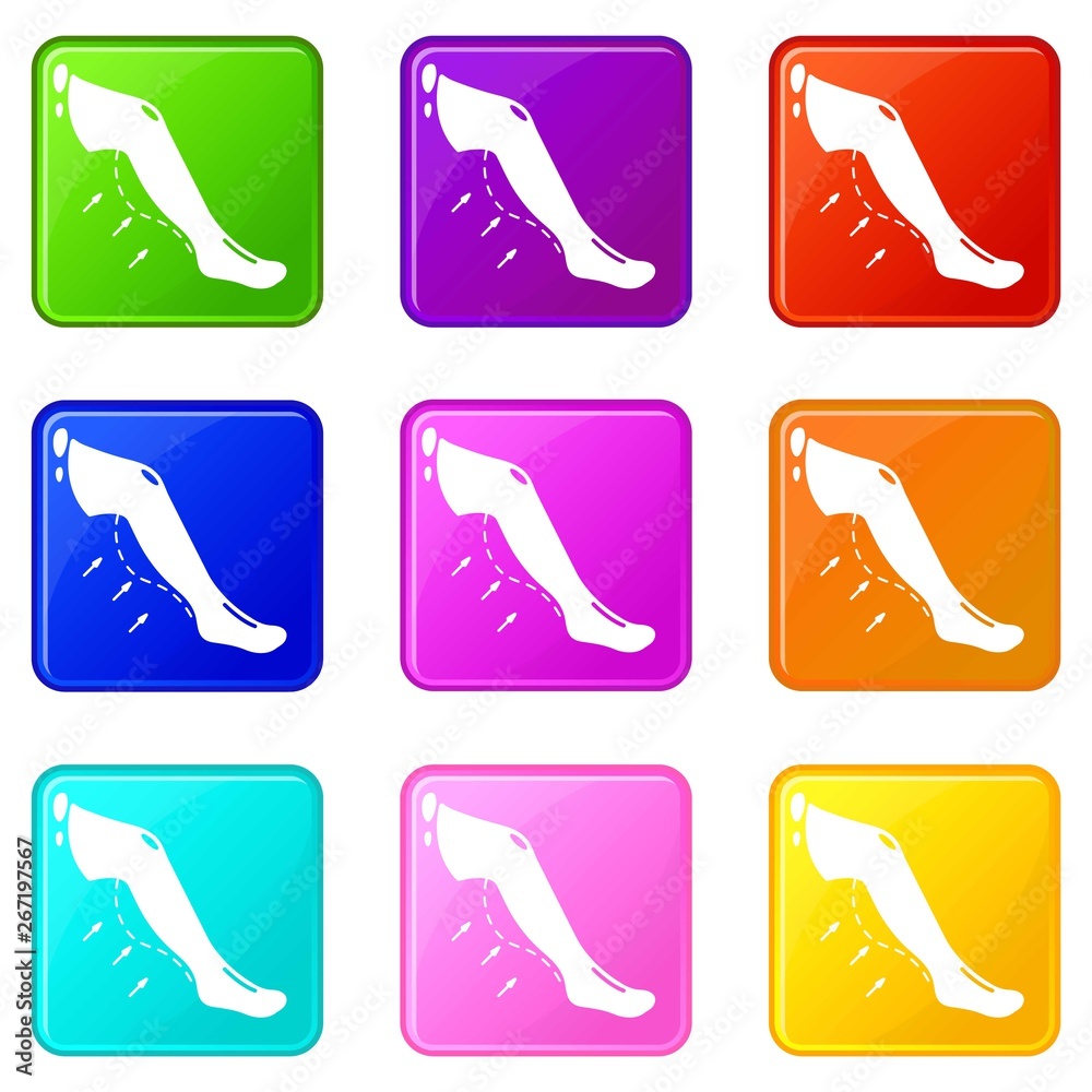 Increase calves icons set 9 color collection isolated on white for any design