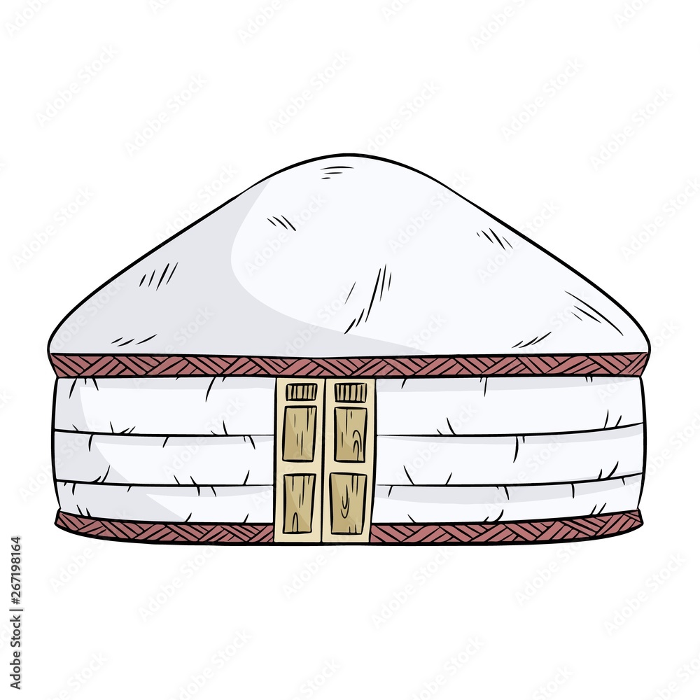 Yurta of nomads. Turk nomad tent yurt house illustration