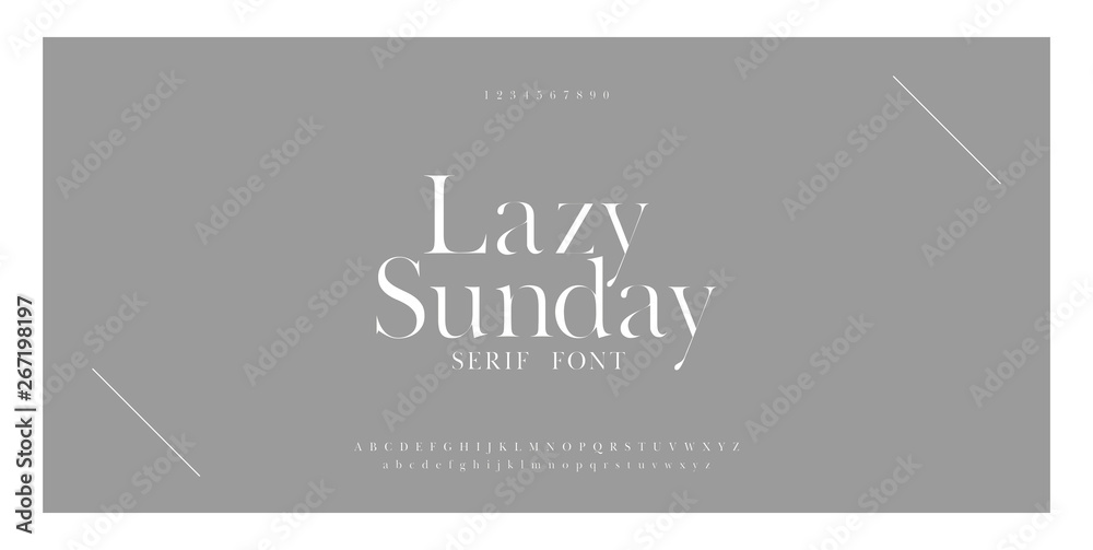 Luxury sans serif alphabet letters font and number. Classic Lettering Minimal Fashion Designs. Typography simple fonts uppercase and lowercase. vector illustration - obrazy, fototapety, plakaty 
