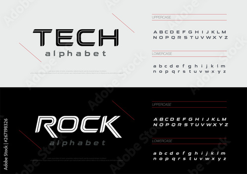 Sport technology alphabet letters font set. Modern lettering designs typography fonts uppercase, lowercase and italic. vector illustration