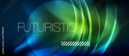 Neon glowing lines, magic energy space light concept, abstract background wallpaper design