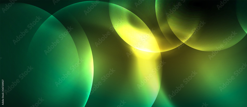 Neon glowing circles vector abstract background