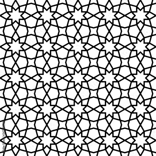 Seamless geometric ornament in black and white.