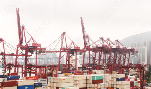 Canvas Print Closeups of Detail of construction in port,Hongkong