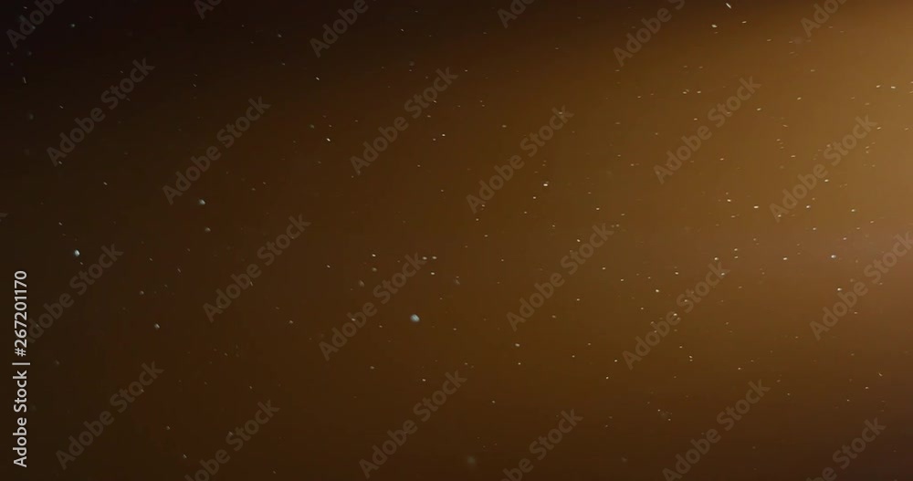 Floating Natural Particles Of Dust With Yellow Beams From Right