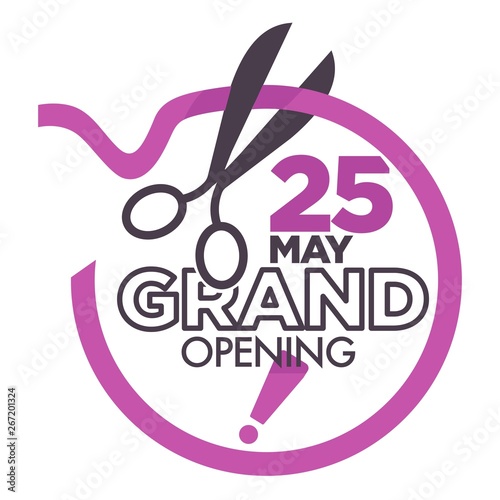 Grand opening ceremony isolated icon ribbon and scissors