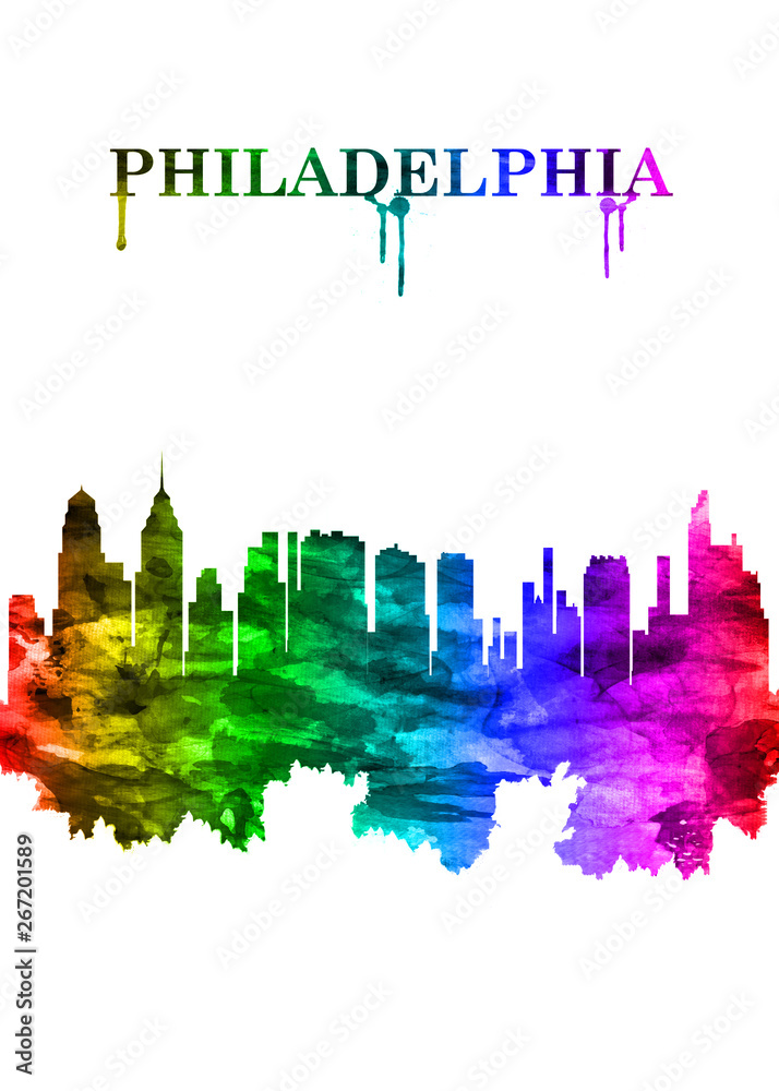 Obraz premium Philadelphia Pennsylvania skyline Portrait Rainbow