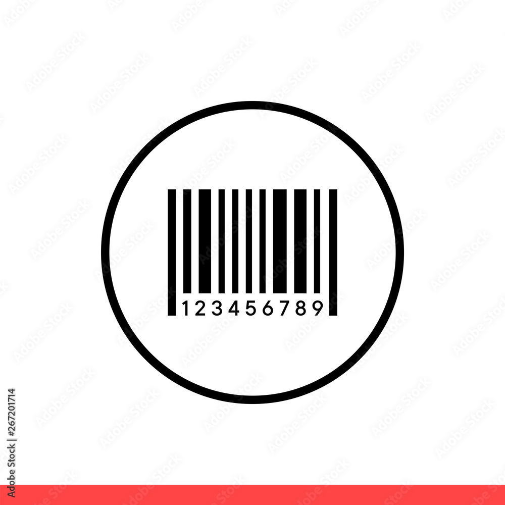Barcode vector icon, label symbol. Simple, flat design isolated on white background for web or mobile app Barcode vector icon, label symbol. Simple, flat design isolated on white background for web or mobile app