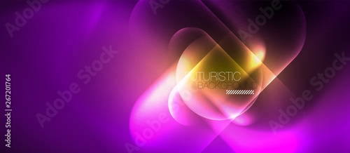 Neon glowing techno lines, blue hi-tech futuristic abstract background template