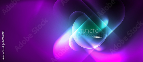 Neon glowing techno lines, hi-tech futuristic abstract background template