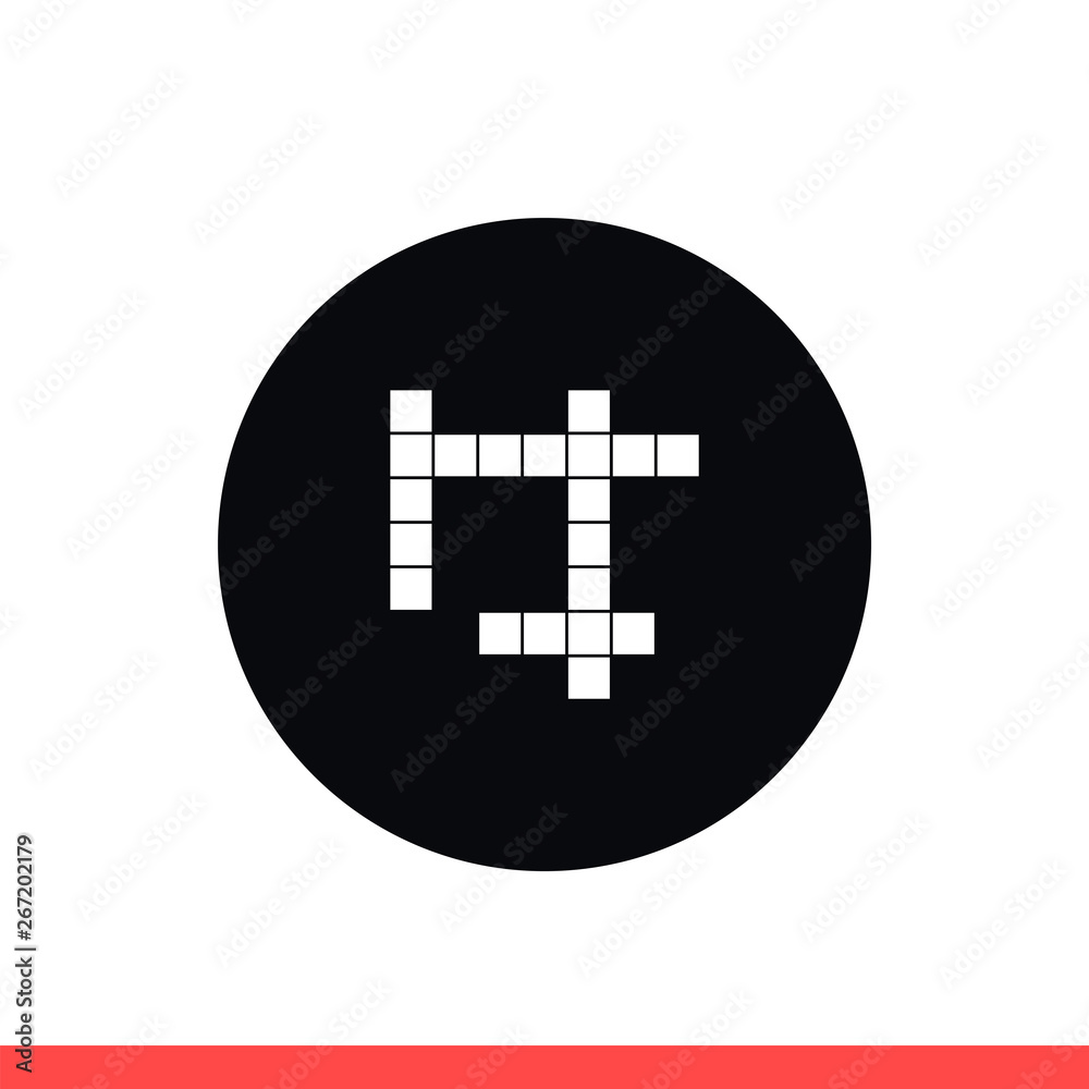 Fototapeta premium Crossword vector icon, intelligence symbol. Simple, flat design isolated on white background for web or mobile app