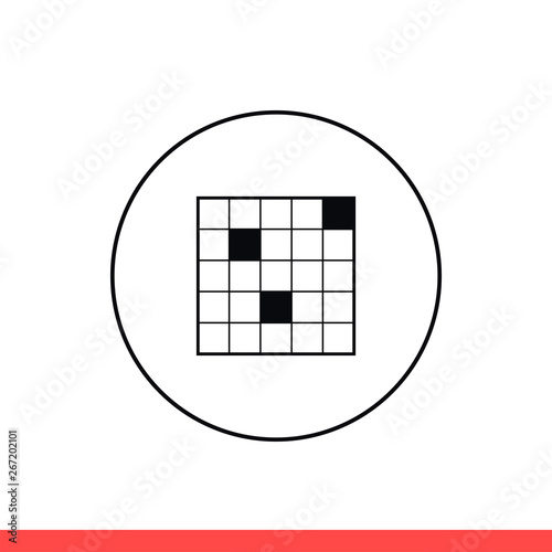 Crossword vector icon, intelligence symbol. Simple, flat design isolated on white background for web or mobile app