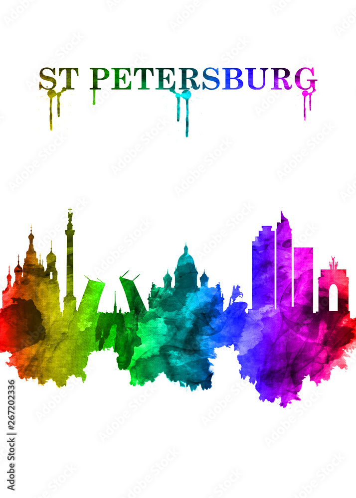 St. Petersburg Russian skyline Portrait Rainbow