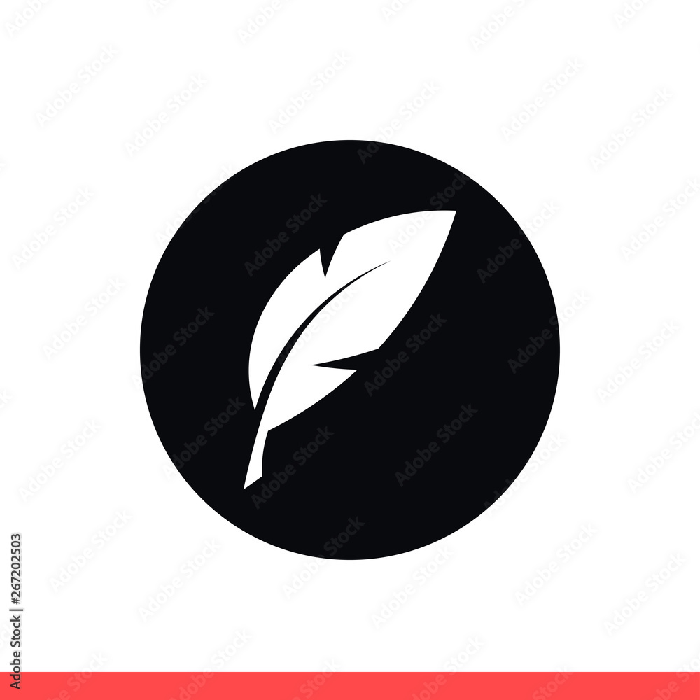 Feather vector icon, retro pen symbol. Simple, flat design isolated on white background for web or mobile app Feather vector icon, retro pen symbol. Simple, flat design isolated on white background for web or mobile app