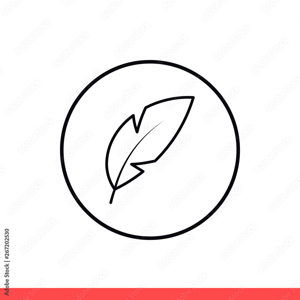 Feather vector icon, retro pen symbol. Simple, flat design isolated on white background for web or mobile app Feather vector icon, retro pen symbol. Simple, flat design isolated on white background for web or mobile app