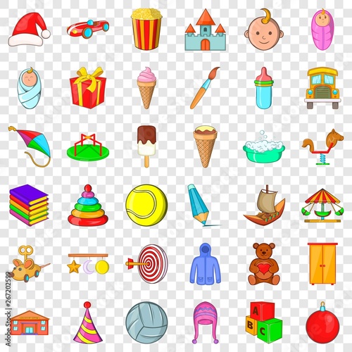 Child icons set. Cartoon style of 36 child vector icons for web for any design