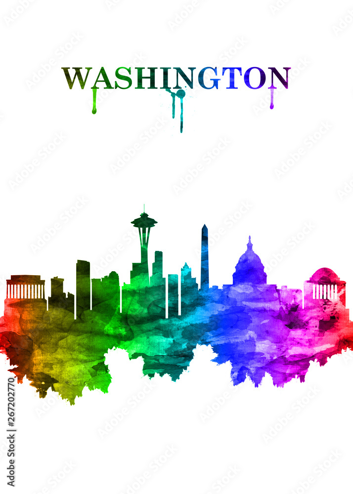 Obraz premium Washington DC skyline Portrait Rainbow