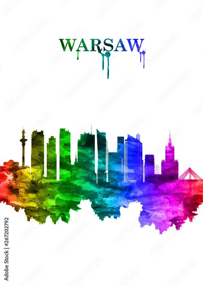 Warsaw Poland skyline Portrait Rainbow