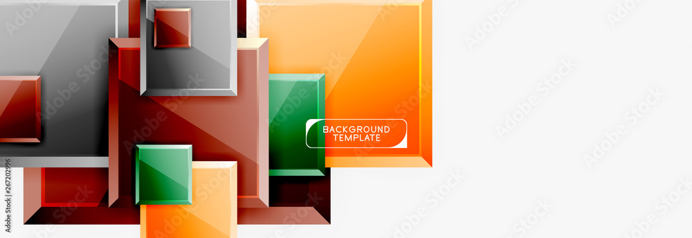Geometrical design squares abstract banner, glossy shiny effects Geometrical design squares abstract banner, glossy shiny effects
