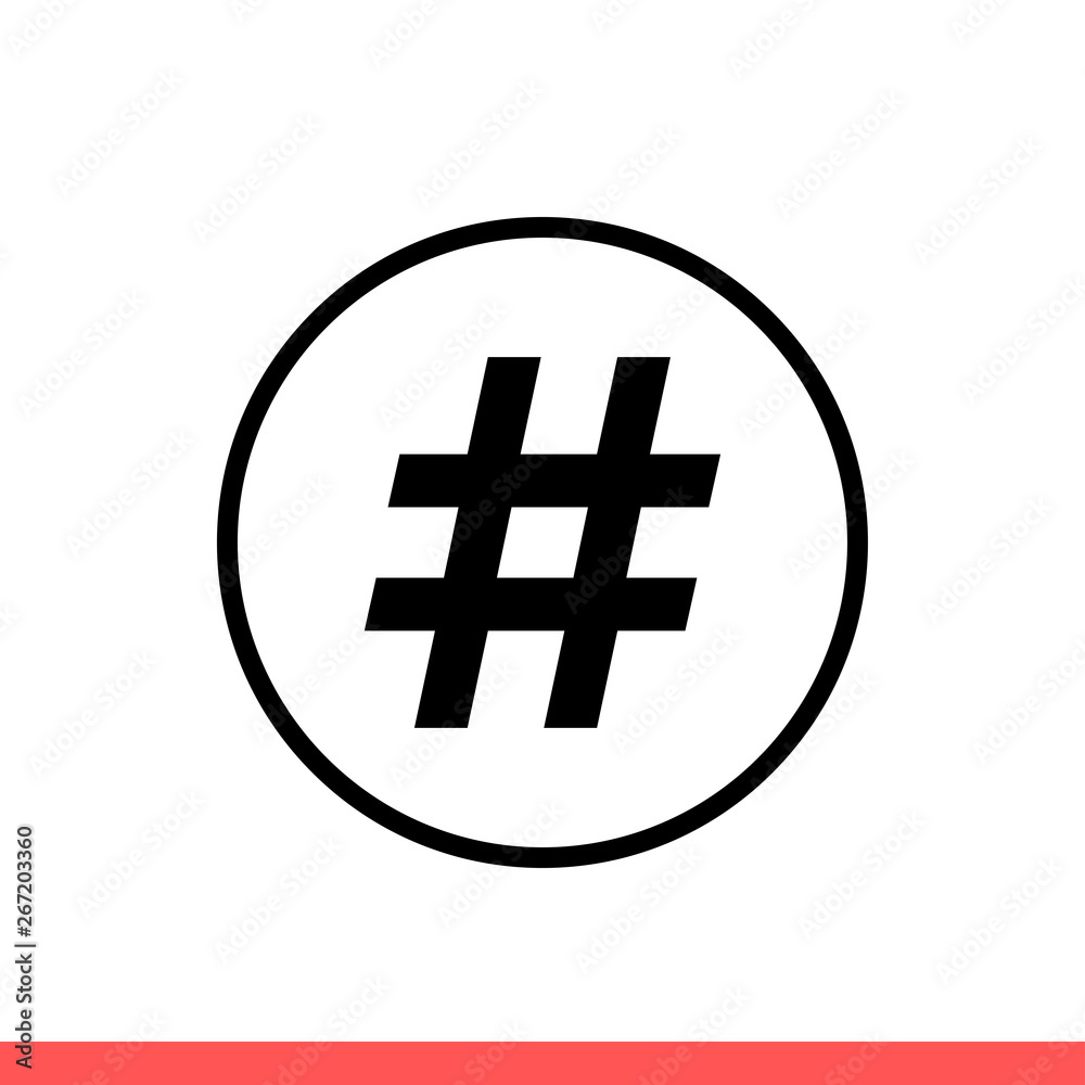 Obraz premium Hashtag vector icon, topic symbol. Simple, flat design isolated on white background for web or mobile app